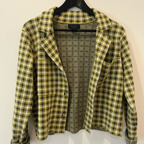 RACHEL Rachel Roy Yellow and Green Blazer Classic Gingham Check - Picture 1 of 7